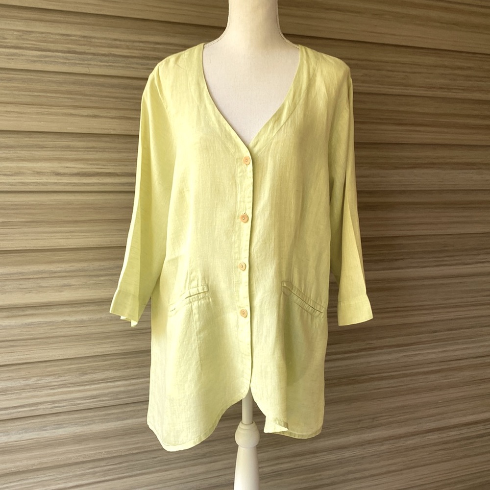 FLAX Lightweight Linen Jacket / Cover Up in Size Medium